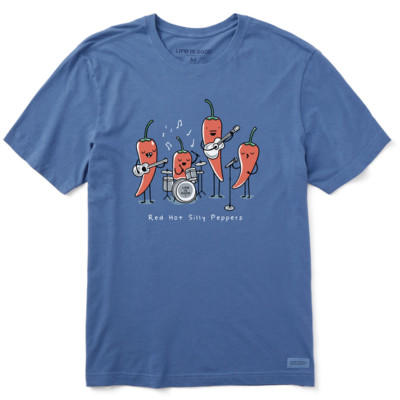 Life is Good. Men's Red Hot Silly Peppers Crusher-LITE Tee, Faded Black