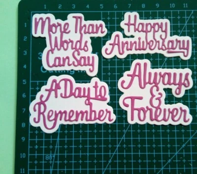 8 pce Always Forever Anniversary More than Words sentiment cutting die cutters