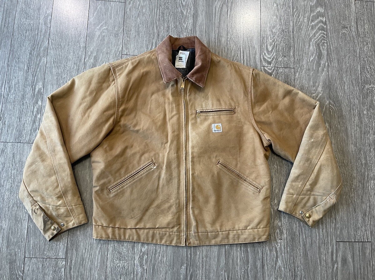 VINTAGE Carhartt Detroit TAN Jacket Blanket Lined Made In VINTAGE Carhartt Detroit TAN Jacket Blanket Lined Made In