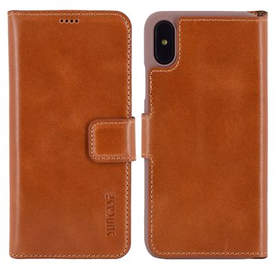 Suncase Book-Style Ledertasche Für IPhone X/XS – Mit Standfunktion & Kartenfach, Antik Braun