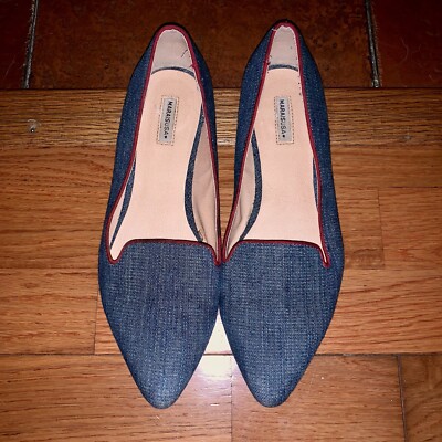 $178 Anthropologie Marais USA Women s 8 M Blue Jean Denim Pointy Flats Skimmers