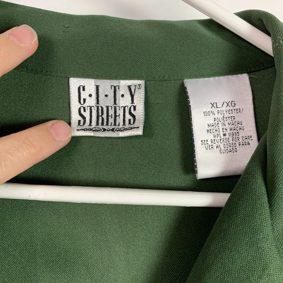 Camisa de boliche vintage City Streets verde abotonada manga corta para hombre XL Foto 3 de 4