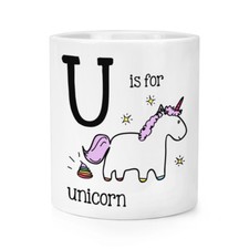 Letter U Is For Unicorn Makeup Brush Pencil Pot - Funny Alphabet