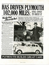 1937 Plymouth Deluxe 4-door Touring Sedan Vintage Ad Oscar Hurliss Michigan Mi