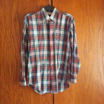 Vintage Shelter Bay by Arrow Men Long Sleeve Button Up Plaid Size M PerLoved