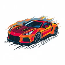3 Digital picture Art Drawing  of Sports car of PNG printable file