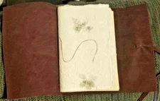 Journal Blank Unlined Side Tie with heart charm Suede Dark Brown Cover New