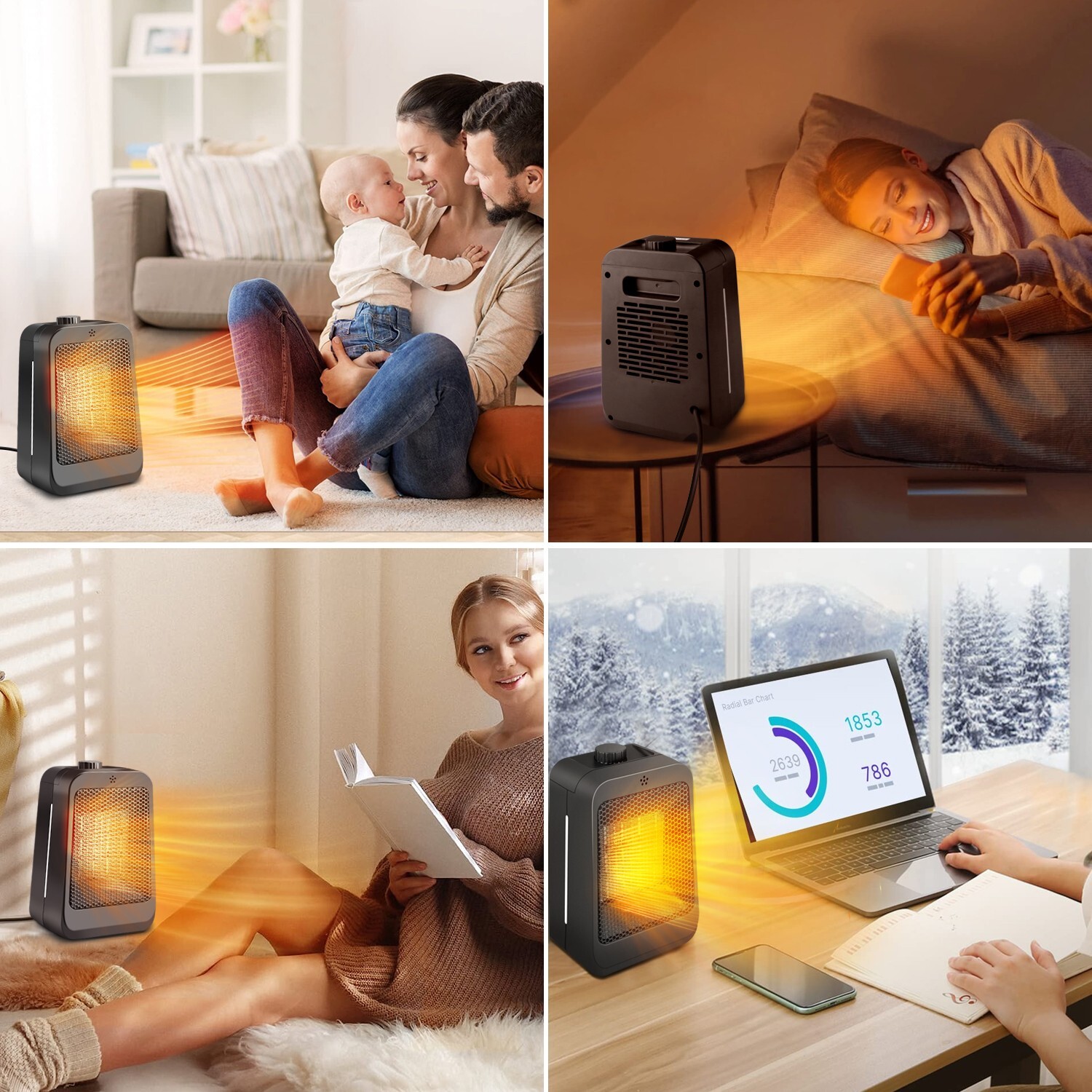 Ultra-Cozy & Gentle 1500W Portable Heater, Mini Design for Fast, Silent Warming