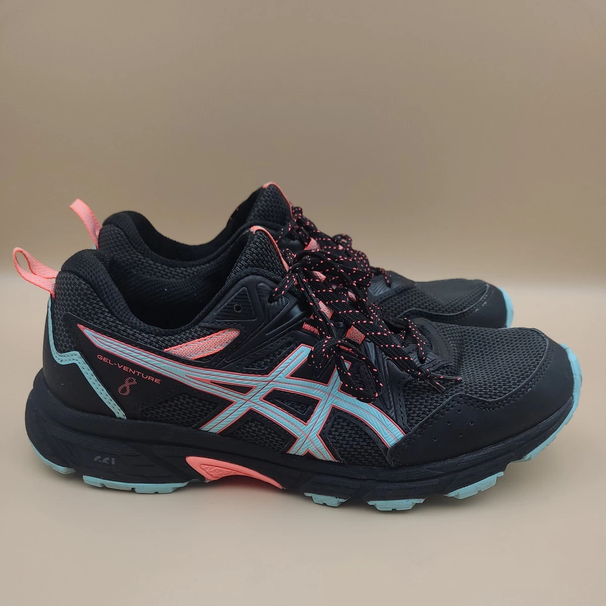 Asics Gel-Venture 8 Black and Blue Athletic Shoes ASICS Gel Venture 8 Black Directoire Blue for Sale  main image 4