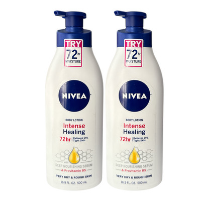 Nivea Intense Healing 72hr Body Lotion-16.9fl.oz/Very Dry & Rough Skin, Lot Of 2