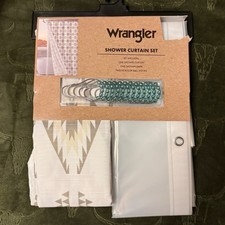 Wrangler Shower Curtain Set Unisex 72x72 Green NWOT Tribal Western Star Valley