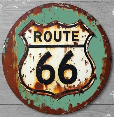 Route 66 8'' Diameter Novelty Metal Sign Made In USA New!