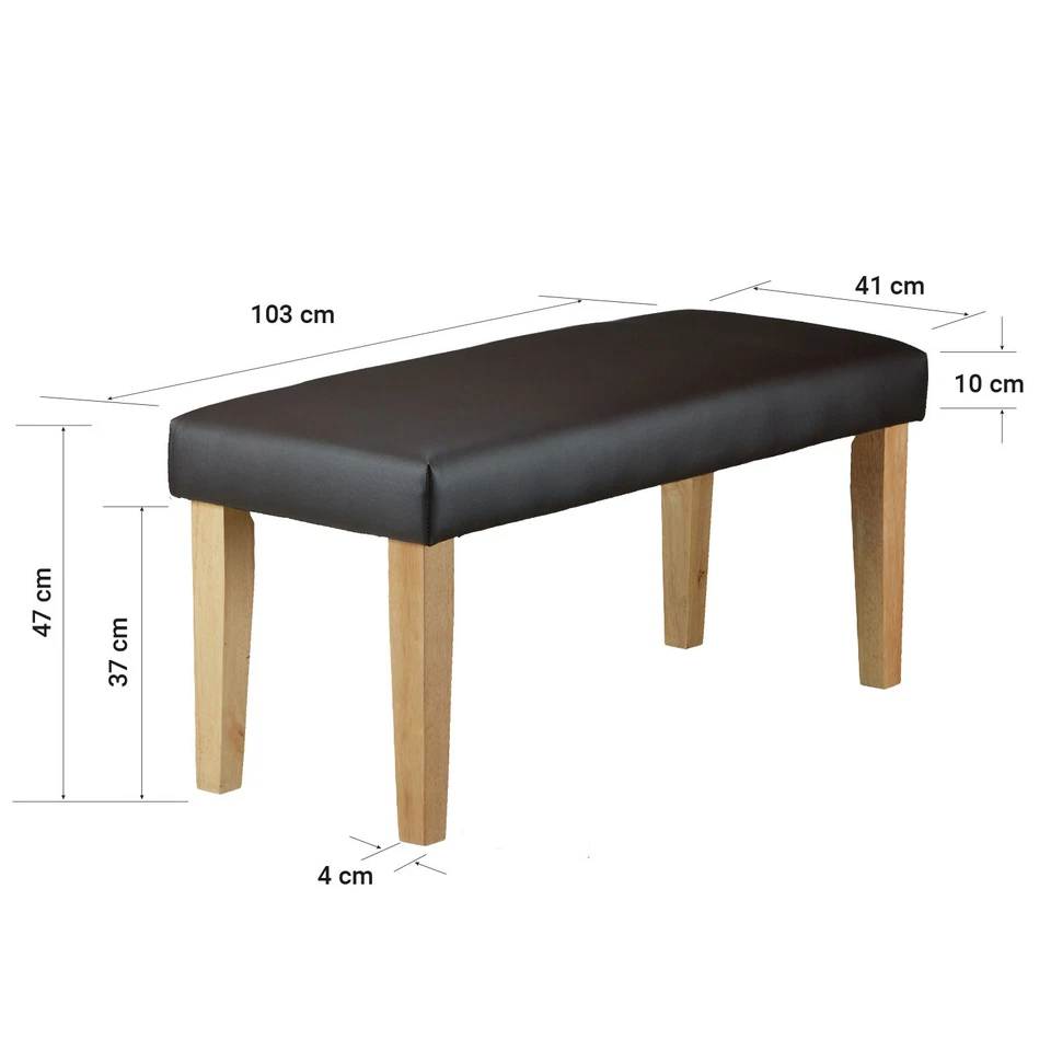 Banquette Banc Interieur Bois Rembourré Siège Brun Meuble Tapissée Homestyle4u - Photo 4/4