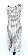 Alice + Olivia Textured Tweed Check Dress Retails $495 Size M White Black