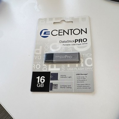 Centon DataStick Pro 16GB USB 2.0 Flash Drive Black/Gray Activity Light