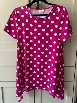 LuLaRoe Melissa Top  Pink /White Polka Dot Medium    NEW