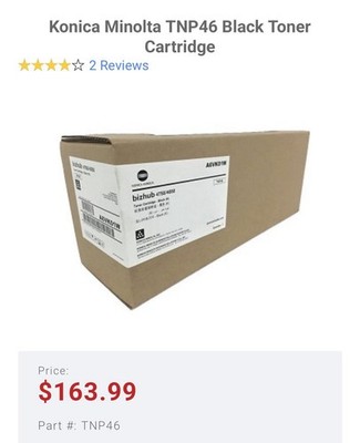 Genuine Konica Minolta BizHub 4750/4050 TNP46 Black Toner Cartridge New! A6VK01W