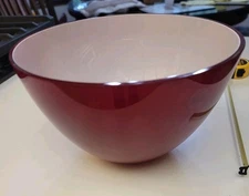 Holmegaard Cocoon glass bowl red Hand-blown Made in Denmark Signed PETER SVARRER