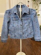 Disney Parks Minnie Mouse All-Over Print Denim Jacket   Girls Size 7/8