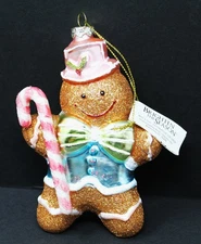 Brighten the Season Gingerbread Man Ornament Pastel Glittered Unbreakable 5" NWT