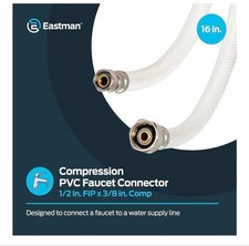 Eastman 16 Inch Flexible Faucet Connector, 1/2 Inch FIP Outlet x 3/8