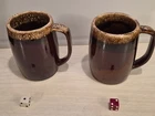 Pair Of Vintage Hull Brown Drip Glaze Coffee/Beer Mugs