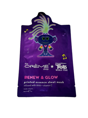 The Crème Shop Trolls World Tour Renew & Glow AHA Vitamin C Sheet Face Mask