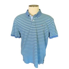 Tommy Hilfiger Cotton Blue Striped Polo Shirt Size XL