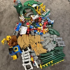 Huge Fisher-Price GeoTrax Large Lot Train Set Cars Buildings Tracks Accessories