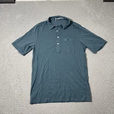 Criquet Mens Sz M Blue Shirt Golf Polo Performance Stretch Logo Pima Cotton