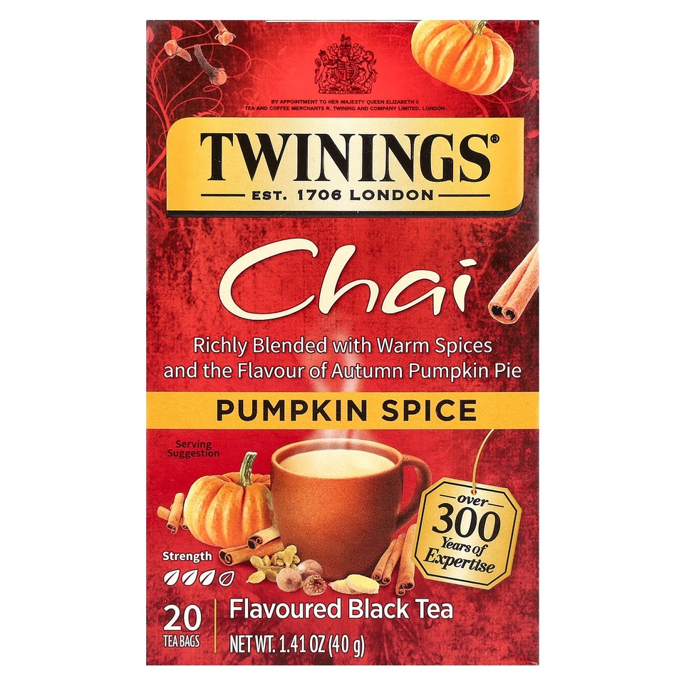 Flavored Black Tea, Chai, Pumpkin Spice, 20 Tea Bags, 1.41 oz (40 g)