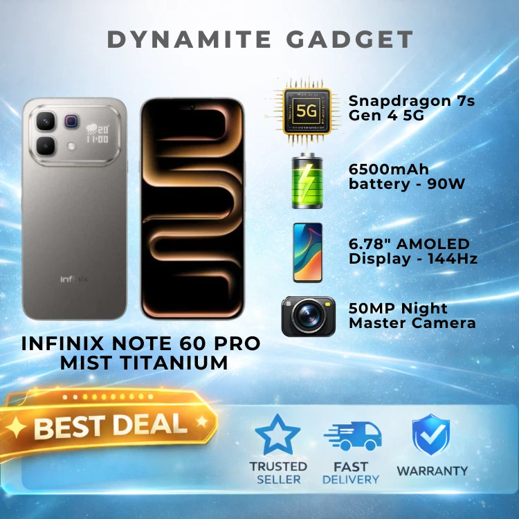 Stock Ready - Infinix NOTE 60 Pro 5G Smartphone 12GB+256GB Mist Titanium