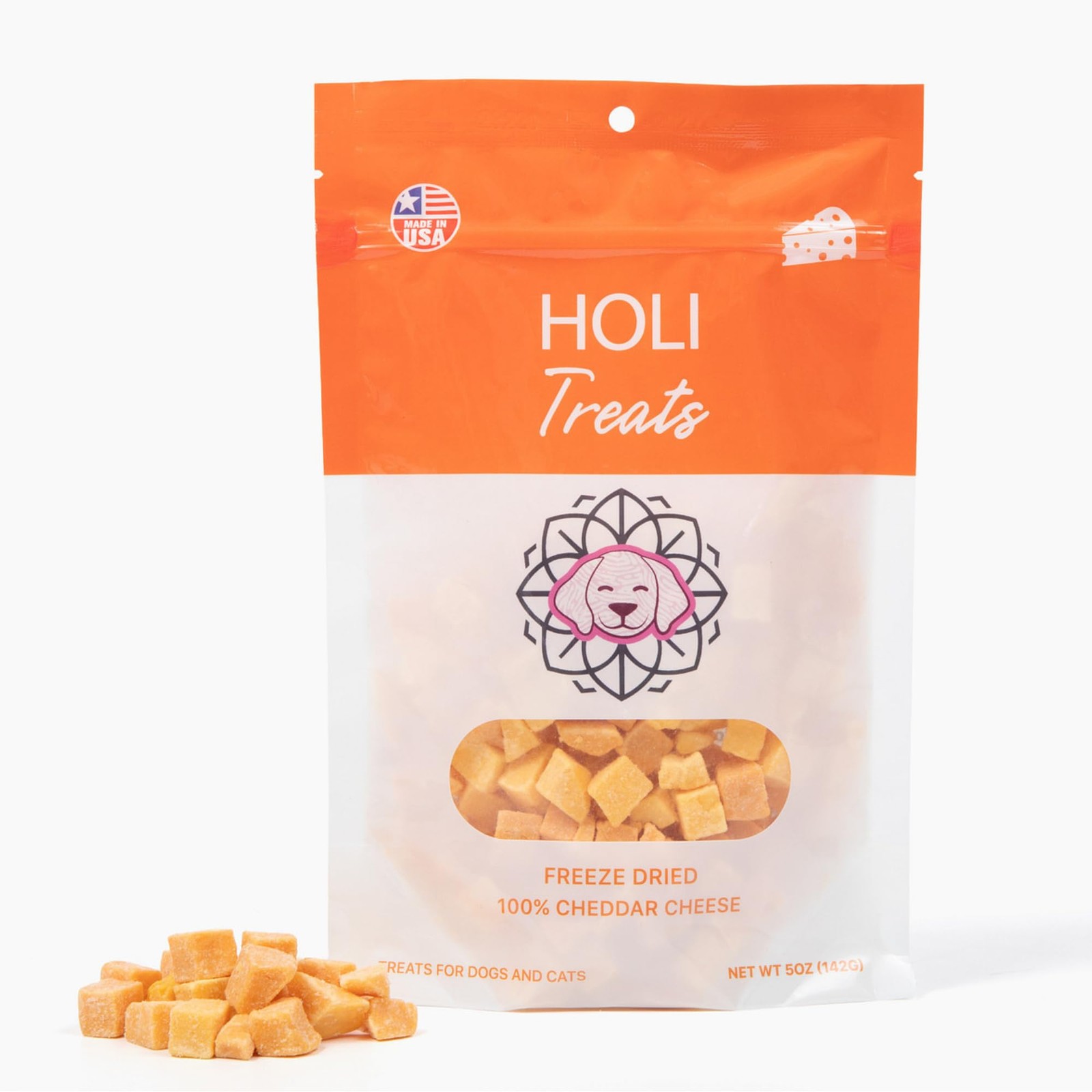 HOLI Freeze Dried Cheddar Cheese Dog Treats - 100% All 5 Ounce (Pack of 1) 