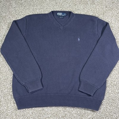Polo Ralph Lauren Vintage V Neck Sweater Size Large 90s Preppy Classic Essential