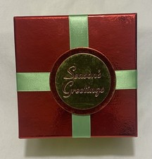 Seasonal Packaging 5  x 5  x 3.5  Square Cardboard Gift Box Red/Gold/Glitter NEW