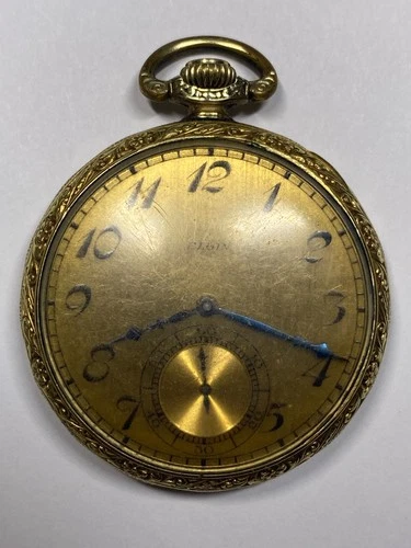 Antique ELGIN 17 Jewels Gold Filled Pocket Watch Pre-Owned Runs #32-57