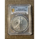 2023-W Burnished American Silver Eagle Dollar PCGS SP70 Gold Shield Blue Label $