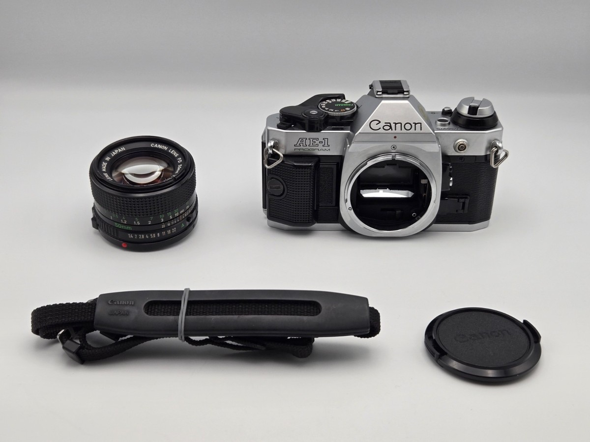 N.MINT] Canon AE-1 PROGRAM Silver Film Camera + New FD 50mm F1.4