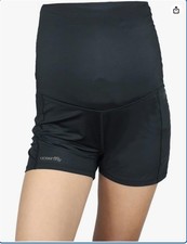 Ocean Lily Maternity Swim Shorts Black High Waist Over the Belly - Medium