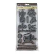 Recollections Cling Stamps Sewing Couture 13 Pc Set NEW Scrapbooking Crafting