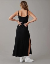 American Eagle Long Black Strappy Tank Maxi Dress Sz XL Aerie AEO Women