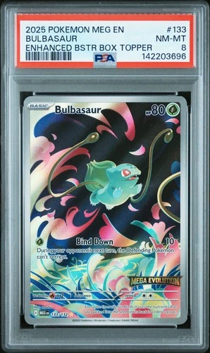 142203696 Bulbasaur 2025 Pokemon Mega Evolution #133 Enhanced Promo PSA 8