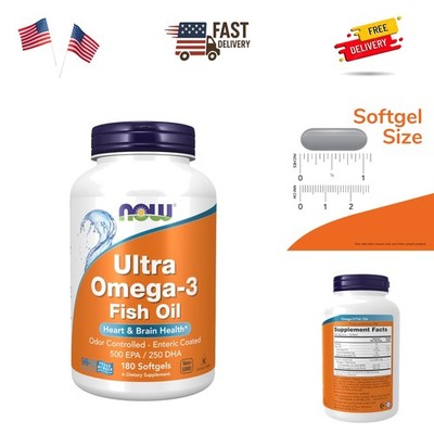 NOW Ultra Omega 3 Softgels 180 Count Enteric Coated Fish Oil Supplement