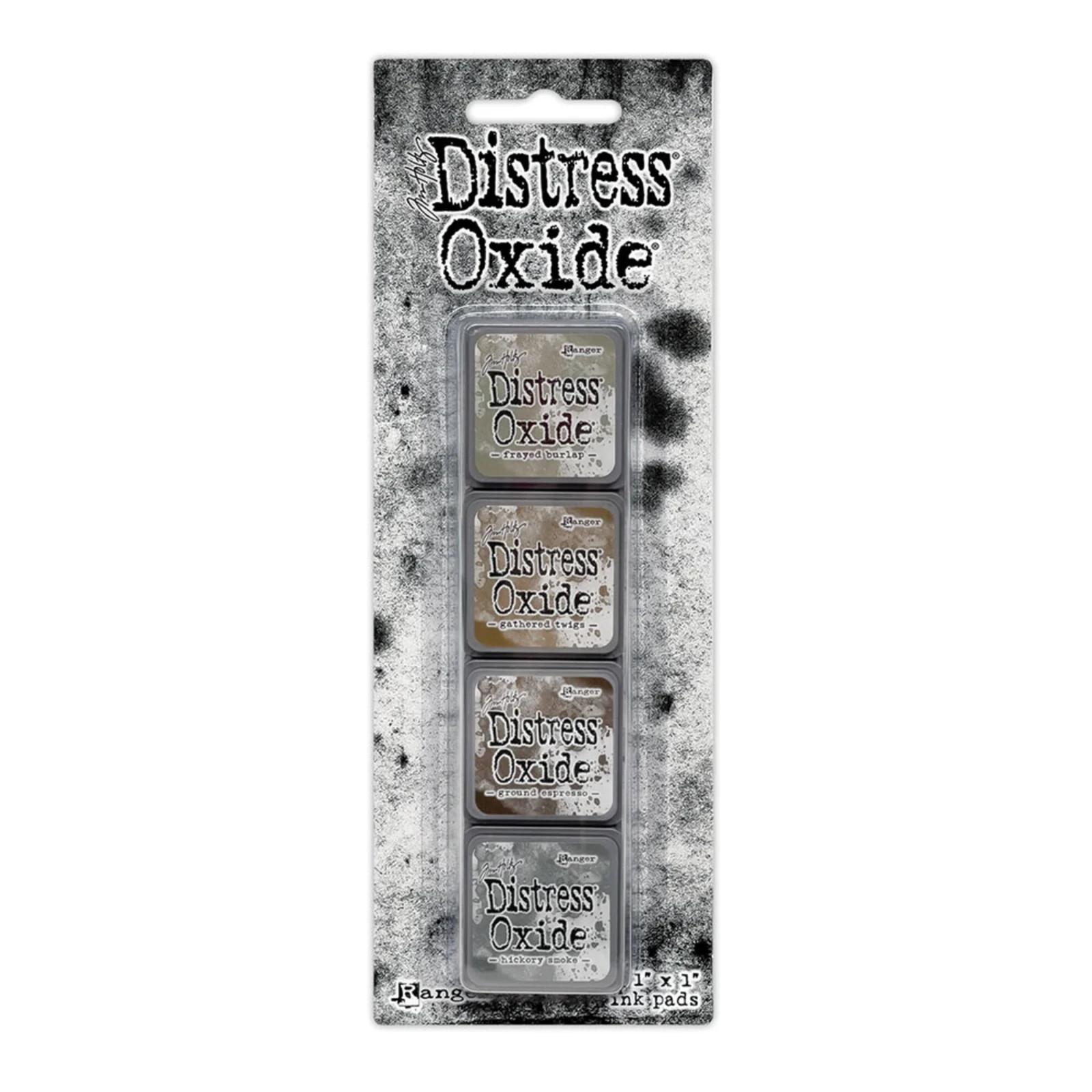 Ranger Tim Holtz MIni Oxide Ink Pads Burlap, Twigs, Espresso, Hickory Smoke  #12
