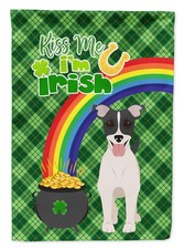 Caroline's Treasures Black White Smooth Jack Russell St Patricks Day Garden Flag