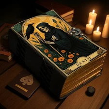 Handmade Leather Journal Tarot Death Card Grimoire Gothic Wiccan Book of Shadows