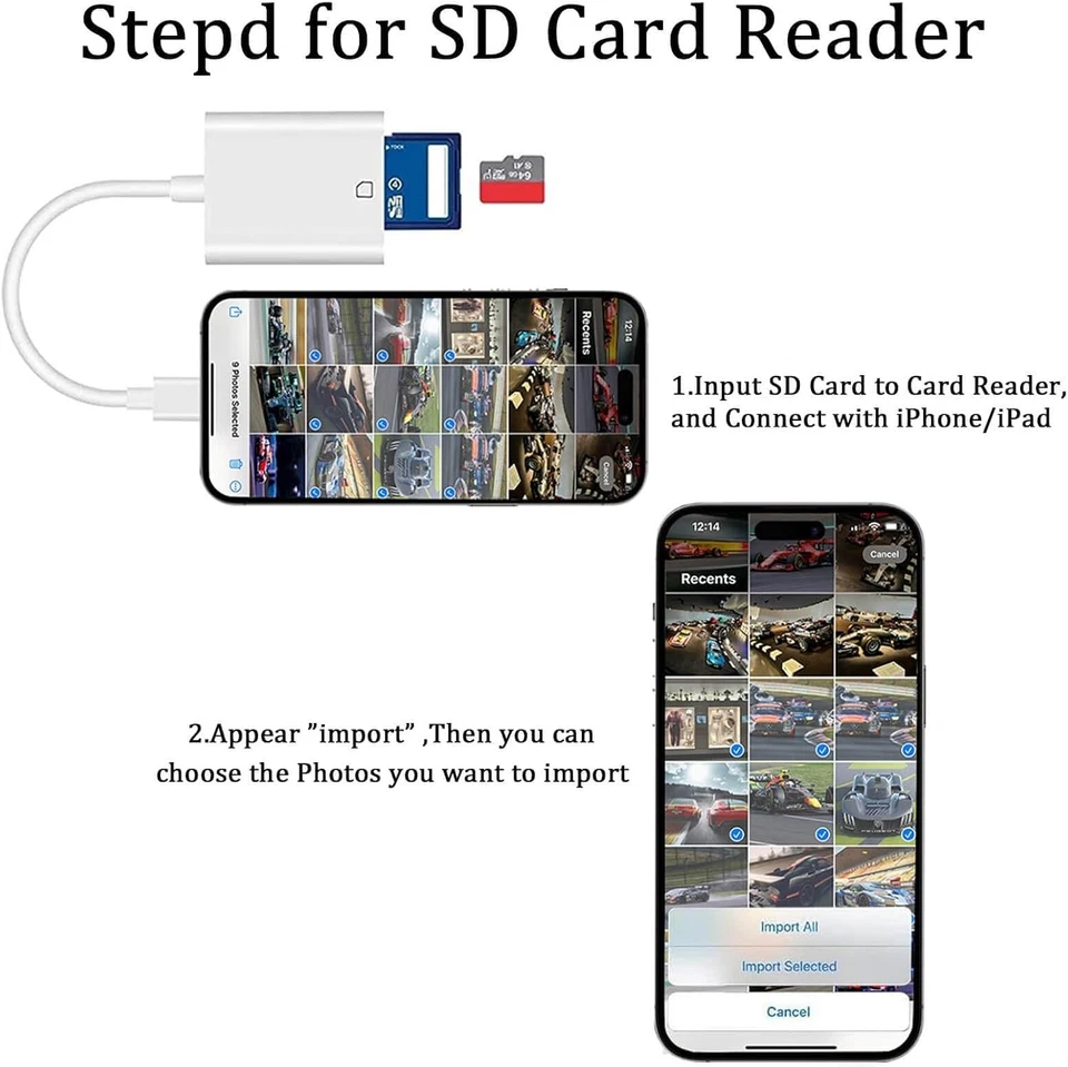 Apple MFi Lightning to SD Card Reader Adapter for iPhone iPad Plug & Play - Image 2 of 3