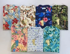 Men's Roundtree & Yorke Caribbean Button Front Silk Blend Hawaiian Shirt NEW