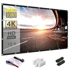 100 Inch Projector Screen, 16:9 Foldable, White, Wall Mount, Matte Finish
