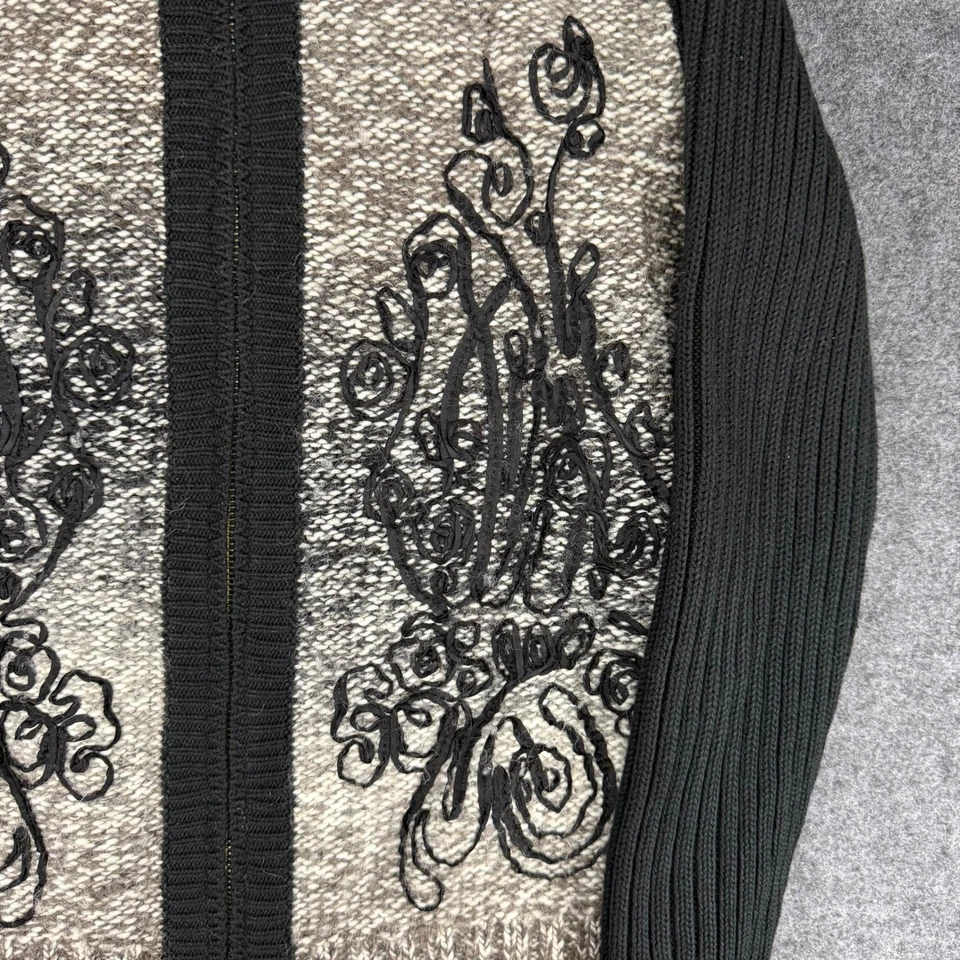 Cárdigan Coldwater Creek para mujer M suéter tejido cremallera adornado negro beige Foto 4 de 4